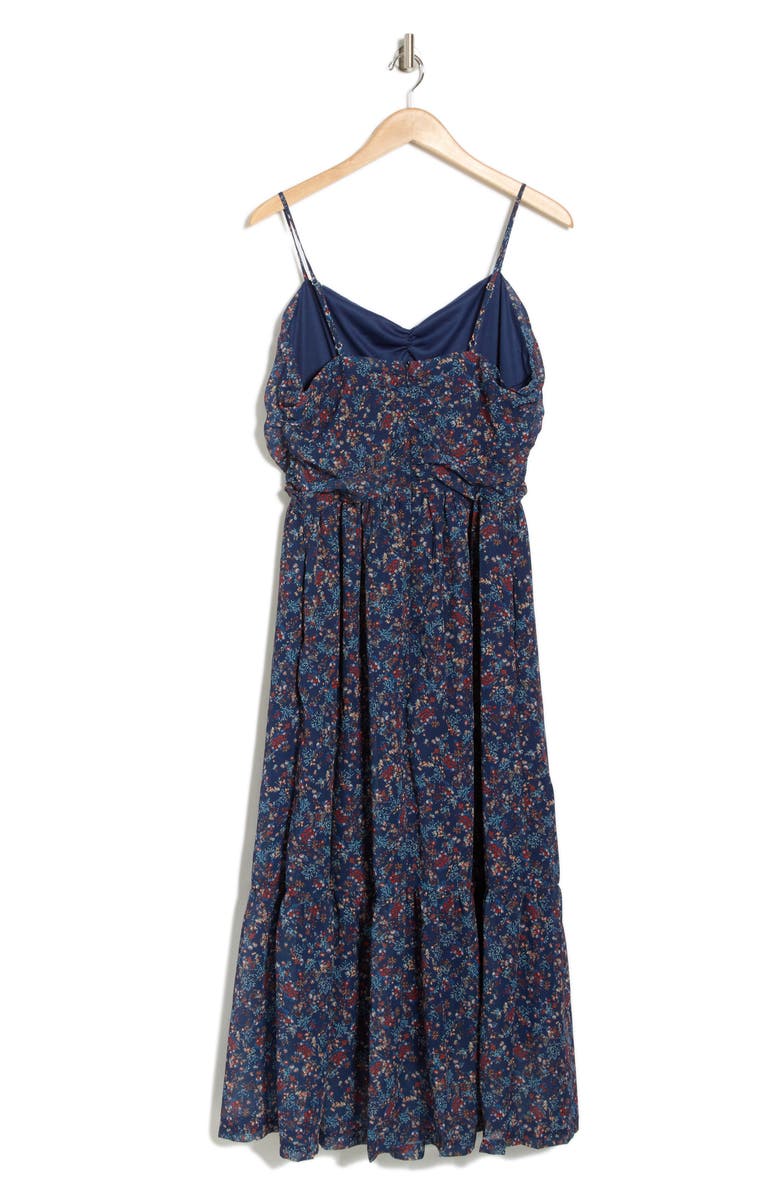 WISHLIST Shirred Floral Maxi Dress, Alternate, color, Navy Floral