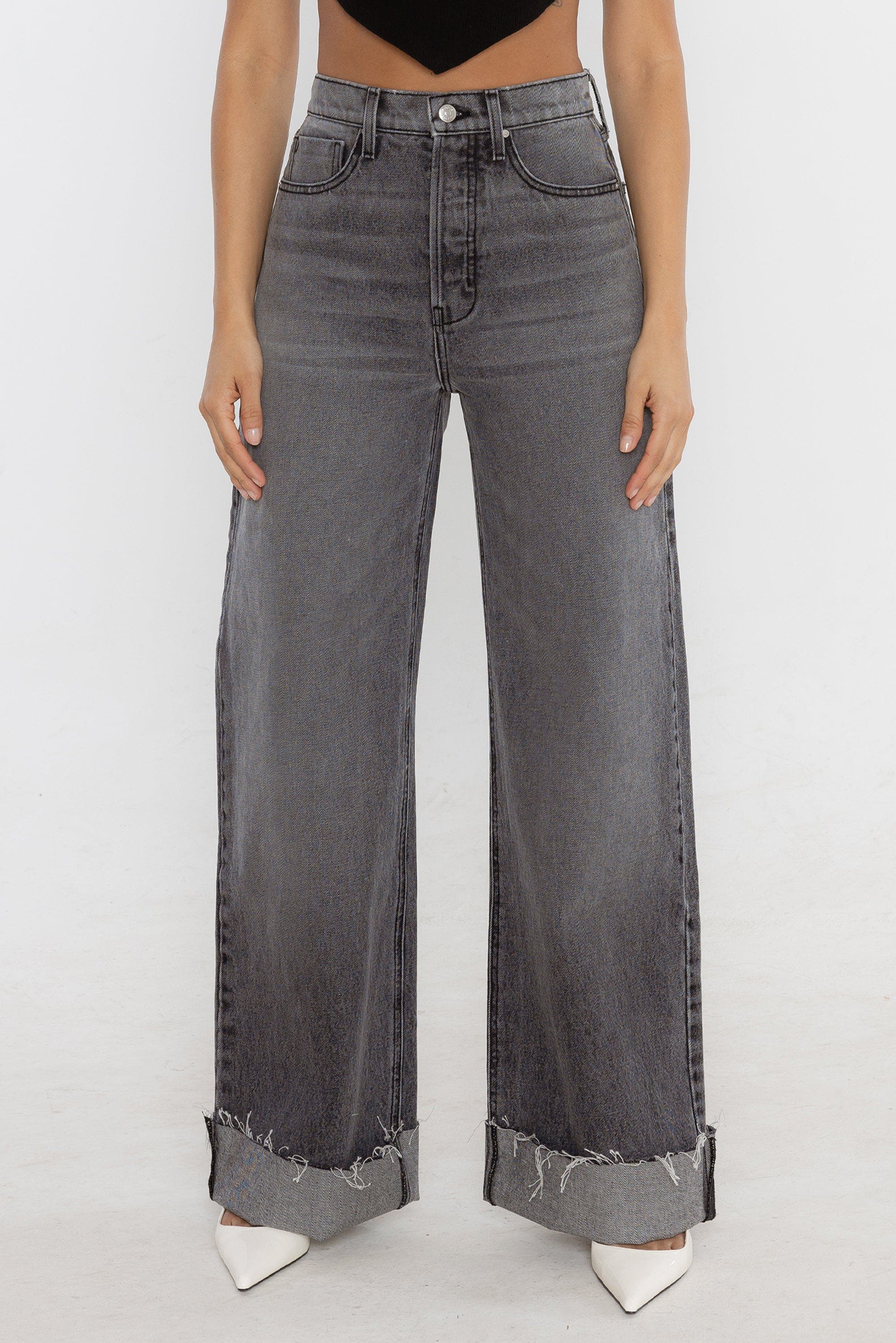 Rudes Denim The Adeline Cuffed Jean in Laguna Grey 