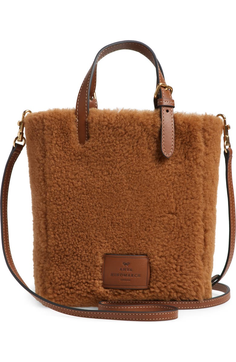 Anya Hindmarch Mini Eyes North/South Shearling Crossbody Tote, Alternate, color,