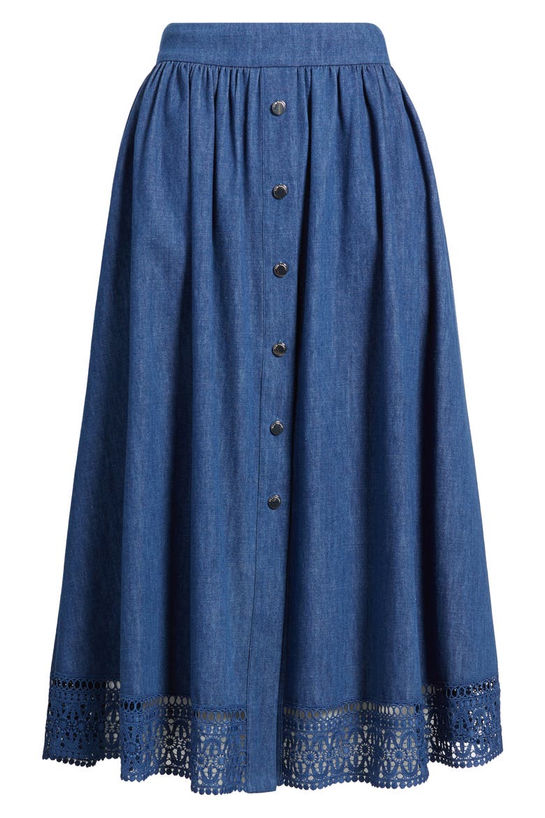 The Laylee Denim Skirt, Alternate, color, DARK DENIM