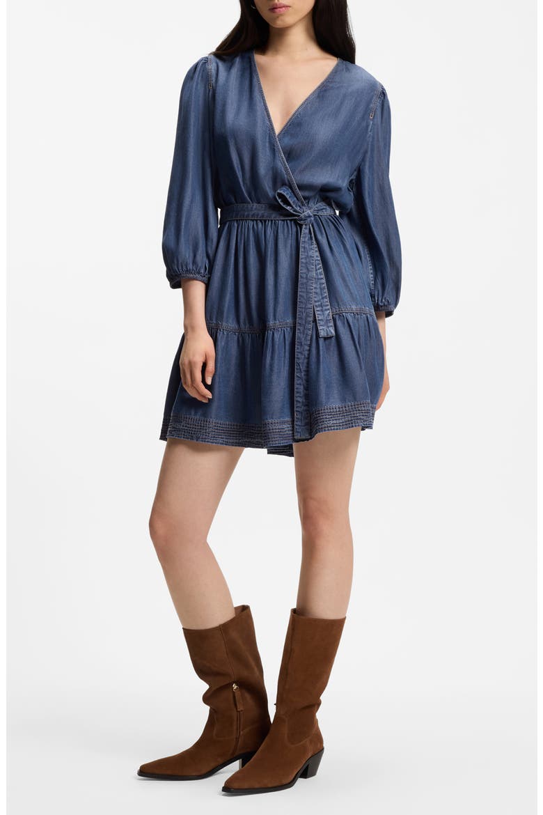 Balloon Sleeve Minidress, Alternate, color, DENIM BLUE