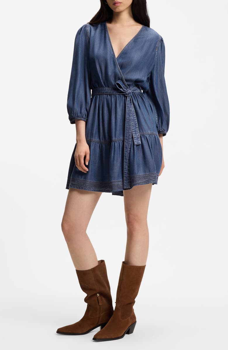 BOSS Orange Balloon Sleeve Minidress, Alternate, color, Denim Blue
