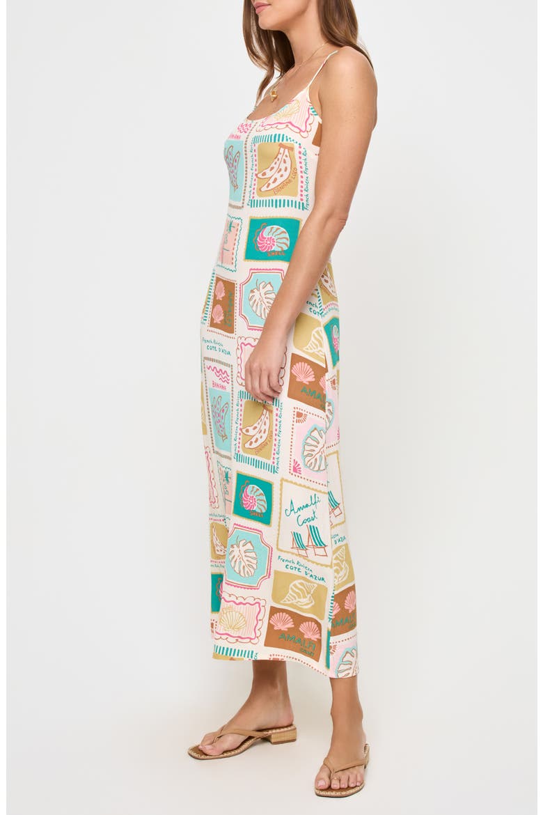 Summer Somewhere Print Slipdress, Alternate, color, POSTCARDS