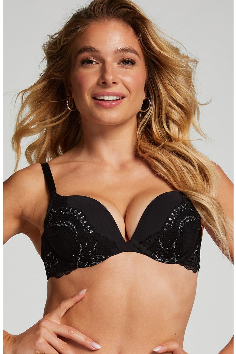 Donna Metallic Underwire Bra, Alternate, color, CAVIAR