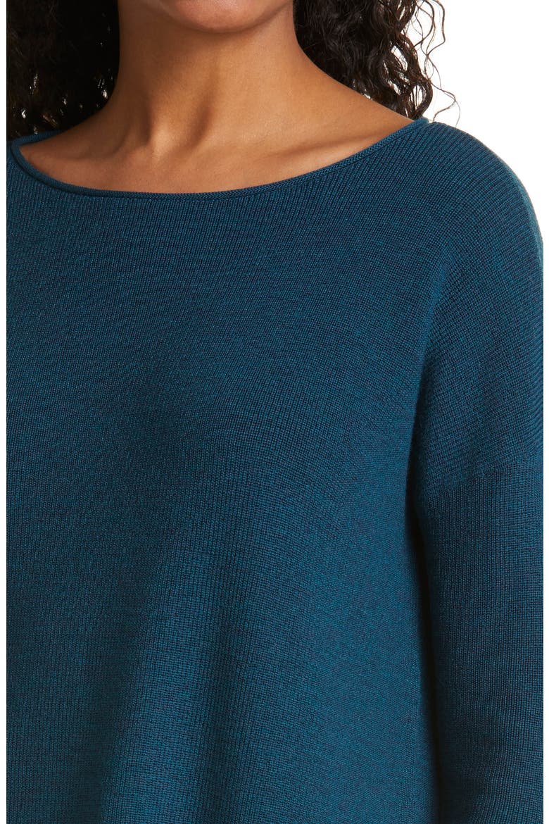 Bateau Neck Merino Wool Tunic Sweater, Alternate, color, BLUE SPRUCE