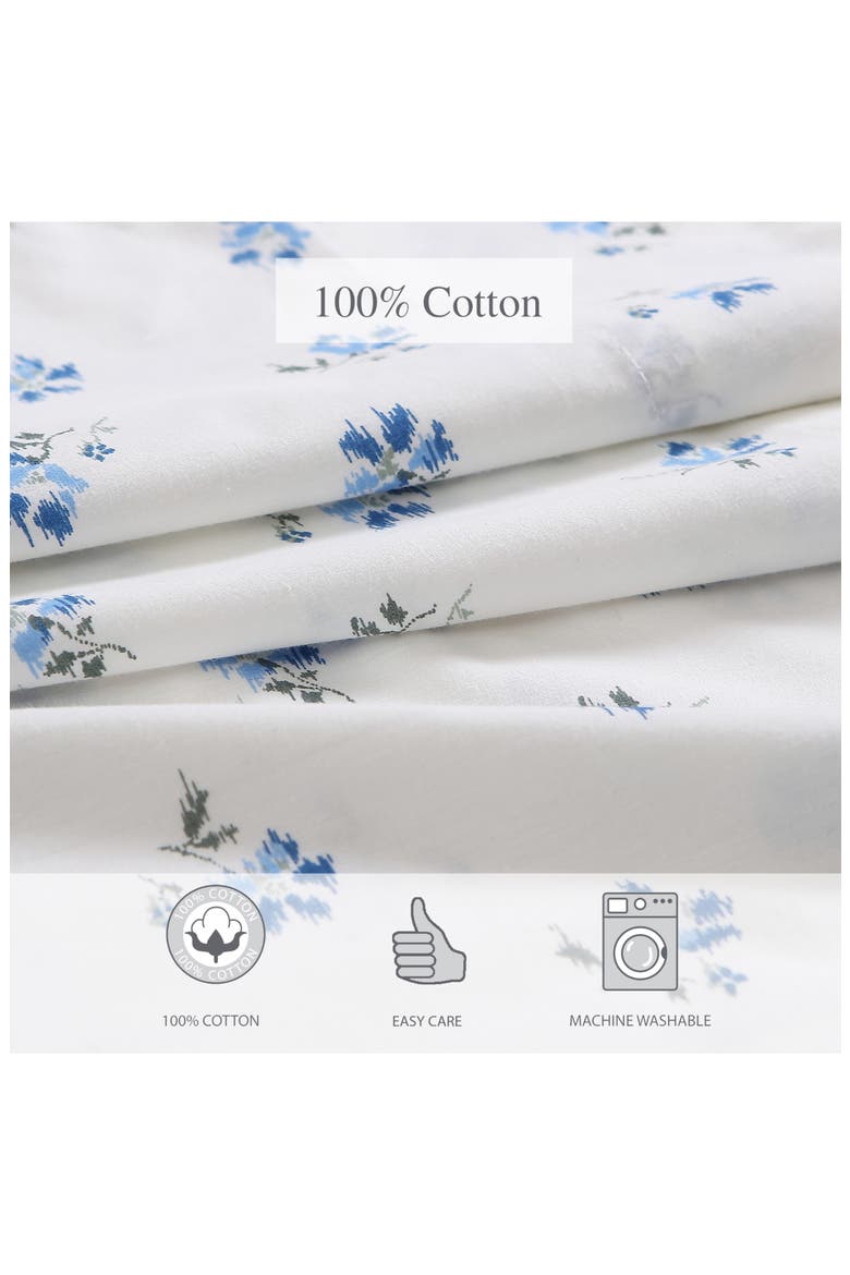Sketchy Ditsy 200 Thread Count Cotton Percale Sheet Set, Alternate, color, LIGHT PASTEL BLUE