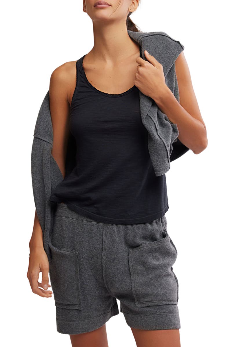 Free People New Day Racerback Tank Top, Main, color, Black