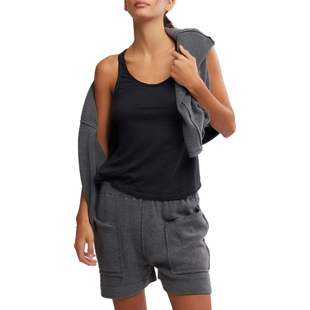Shop Free People New Day Racerback Tank Top In Black