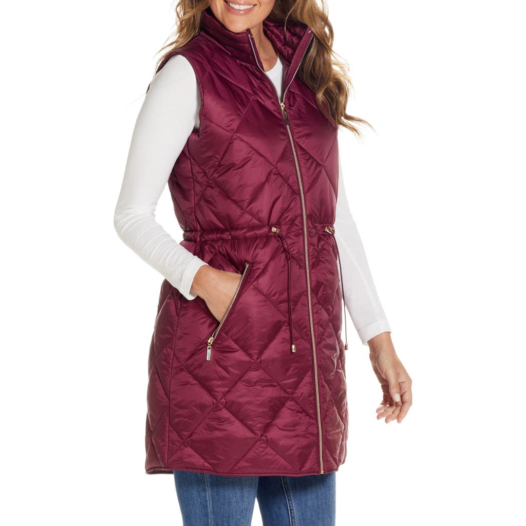 Gallery Diamond Quilted Puffer Vest in Burgundy  product