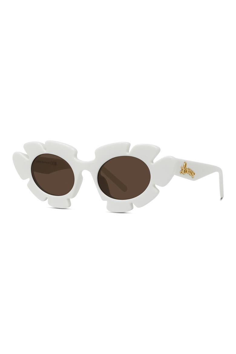 x Paula's Ibiza Flower 47mm Small Cat Eye Sunglasses, Alternate, color, WHITE / BROWN