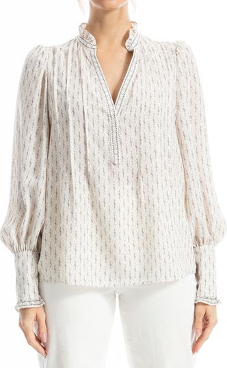 Ruffle V-Neck Long Sleeve Top