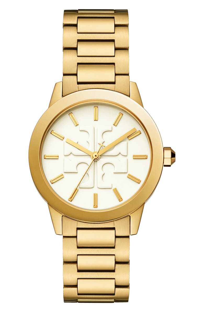 Tory Burch Gigi Bracelet Watch, 36mm, Main, color, Gold