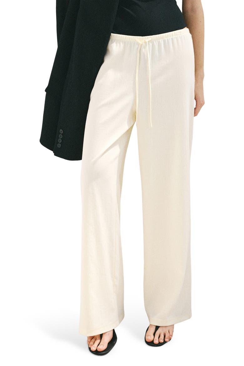 Drawstring Mid Rise Straight Leg Pants, Main, color, ECRU