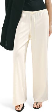 MANGO Drawstring Mid Rise Straight Leg Pants