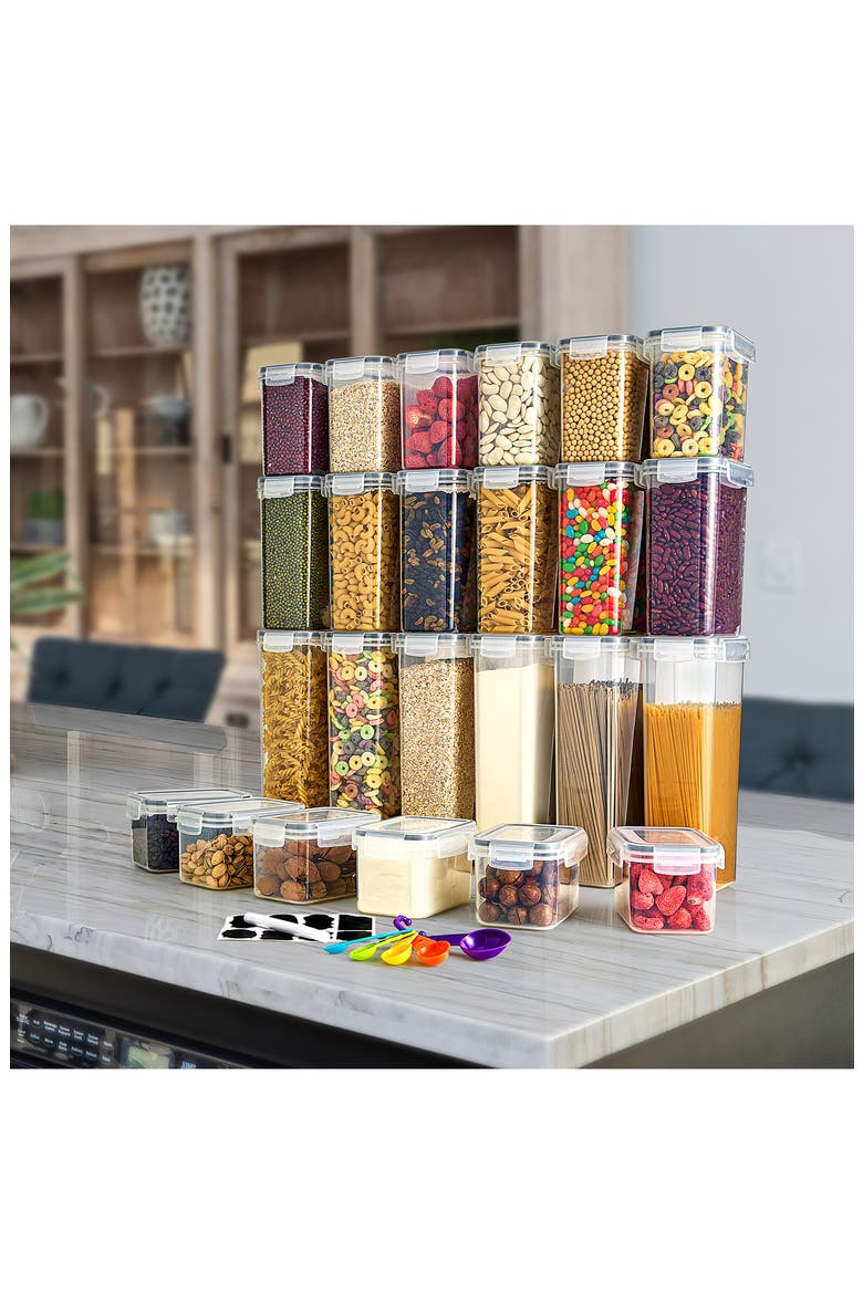 24-Pack Airtight Dry Food Storage Containers, Alternate, color, CLEAR
