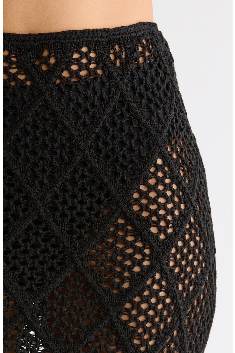 Lace Side Slit Cover-Up Maxi Skirt, Alternate, color, BLACK