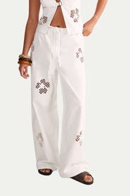 NASTY GAL Floral Cutwork Cargo Pants Co-ord