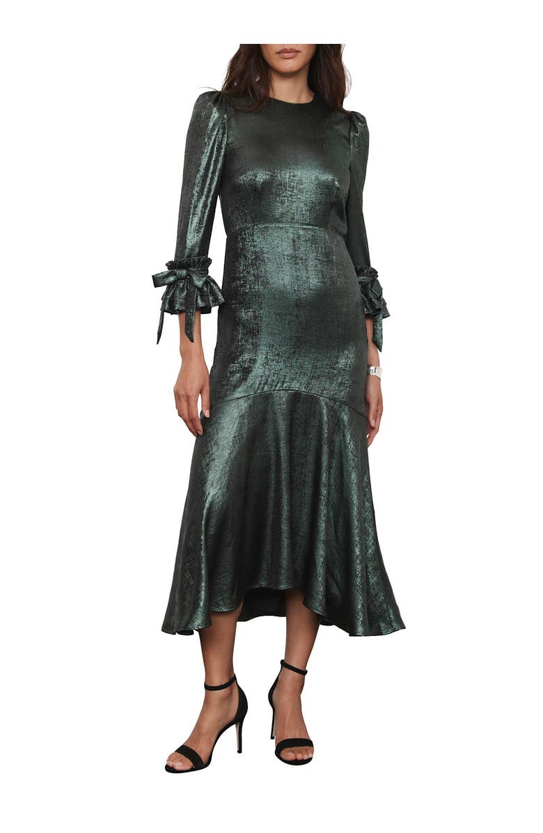 MINT VELVET Metallic Midi Dress, Main, color, Green