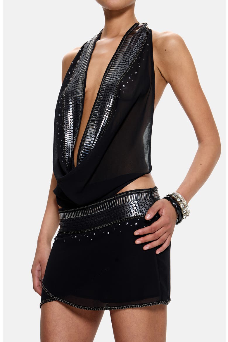 Lumae Embellished Minidress, Alternate, color, BLACK
