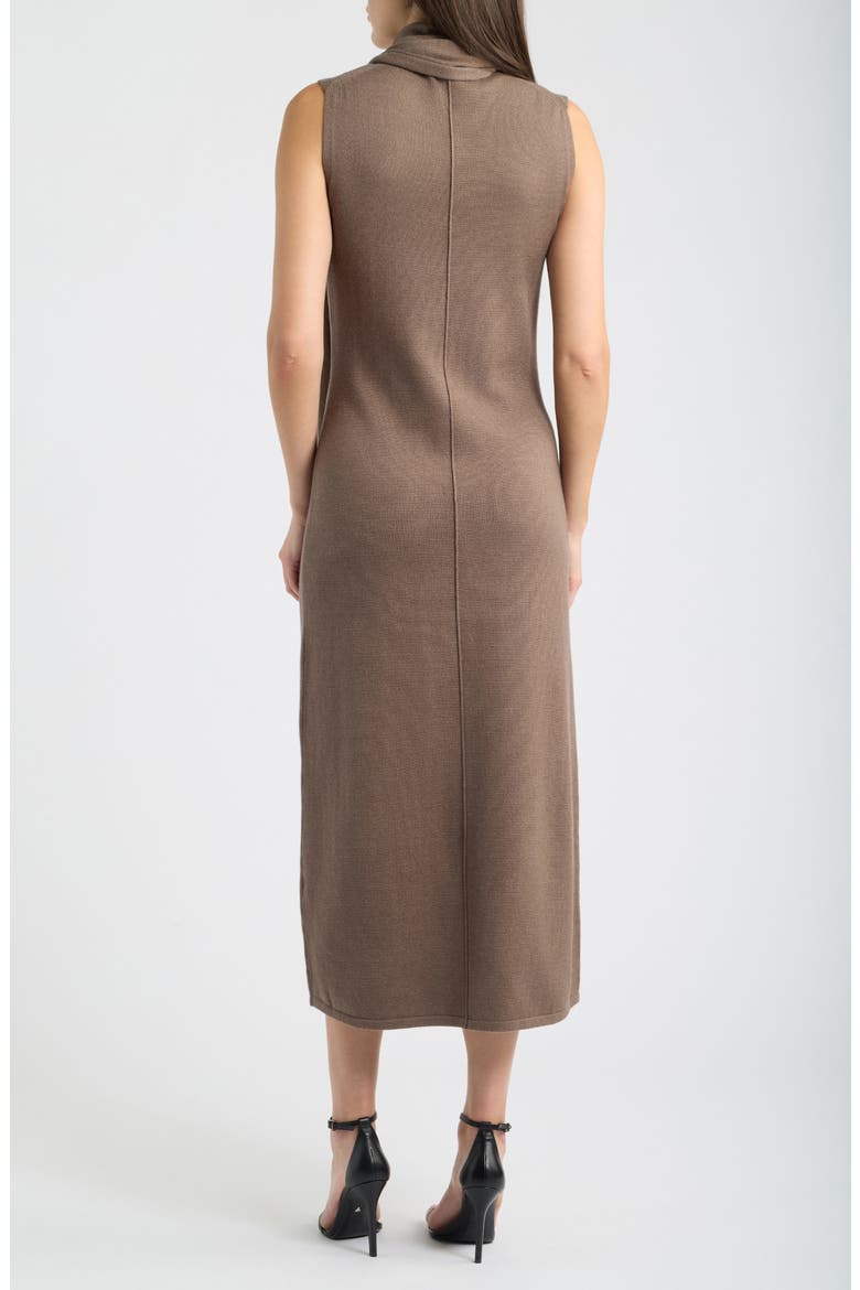Scarf Neck Sweater Dress, Alternate, color, BROWN