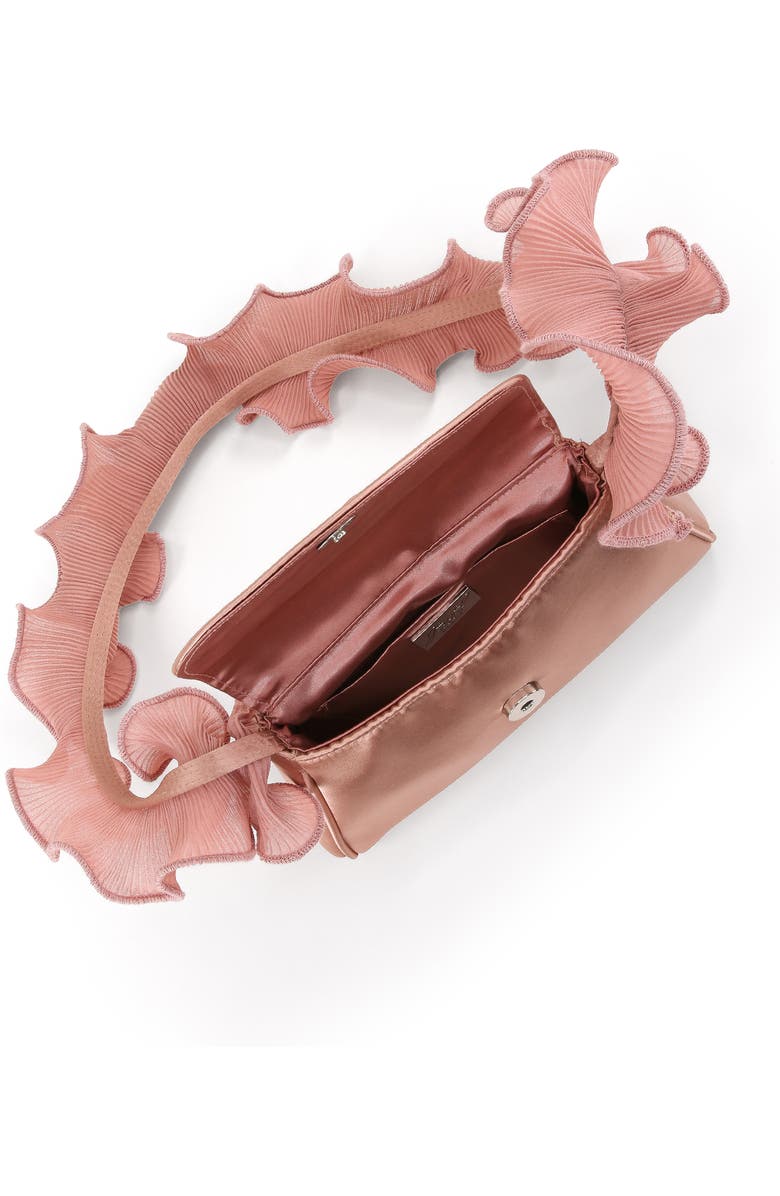 Jewel Badgley Mischka Sophia Ruffle Me Pouch Clutch, Alternate, color, English Rose