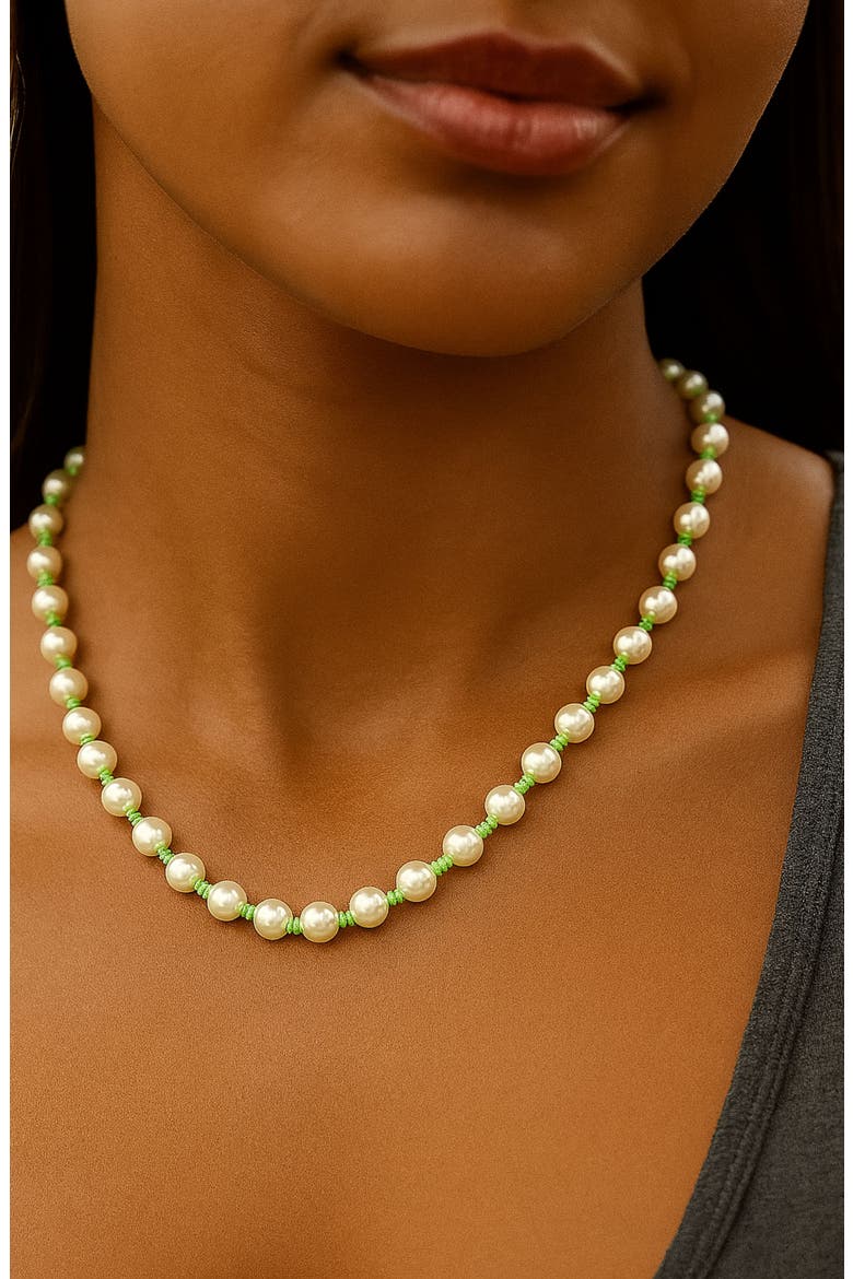 Hand Knotted Pearl Necklace, Alternate, color, Green