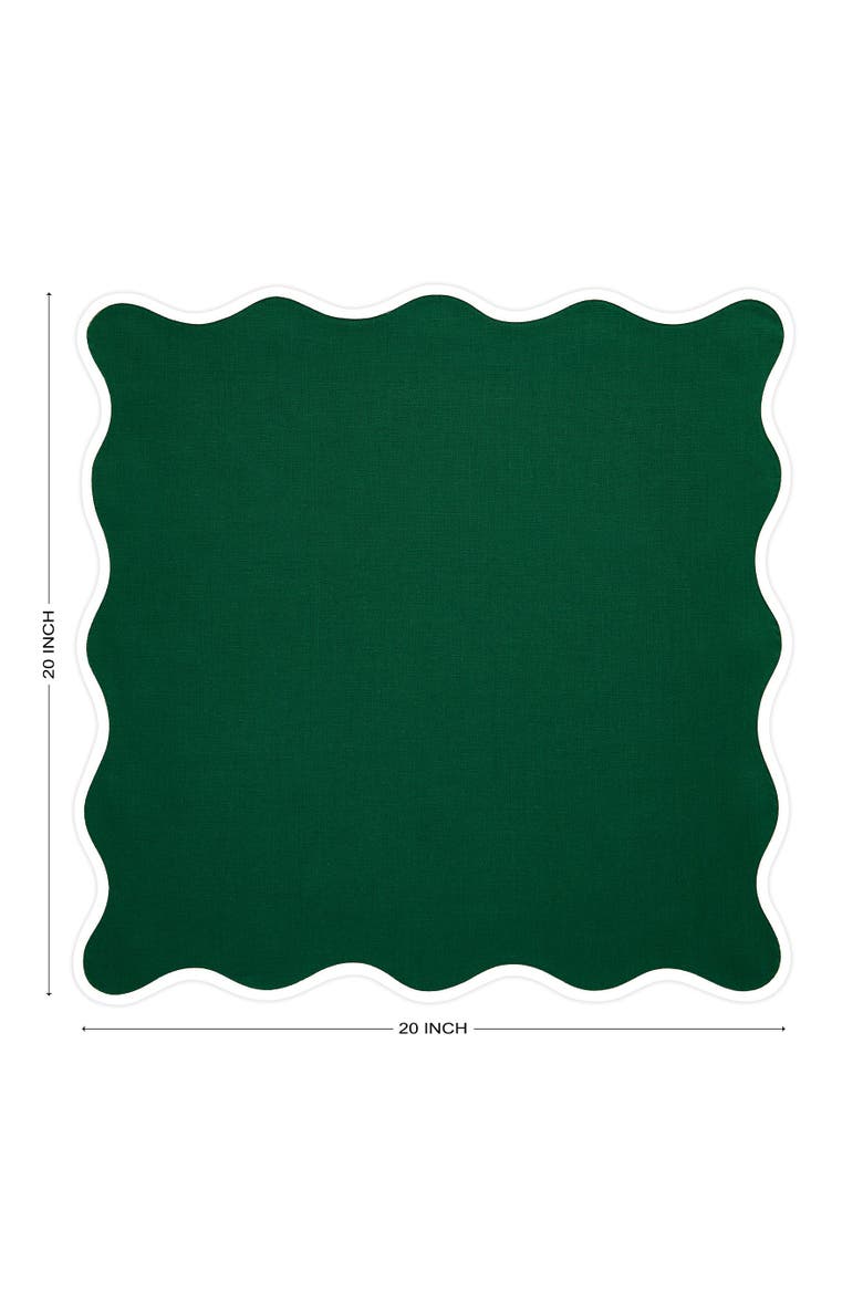 Linen Dinner Napkins Set of 4, 20 Inch Round - Giselle Scallop Edge, Alternate, color, White and Christmas Green