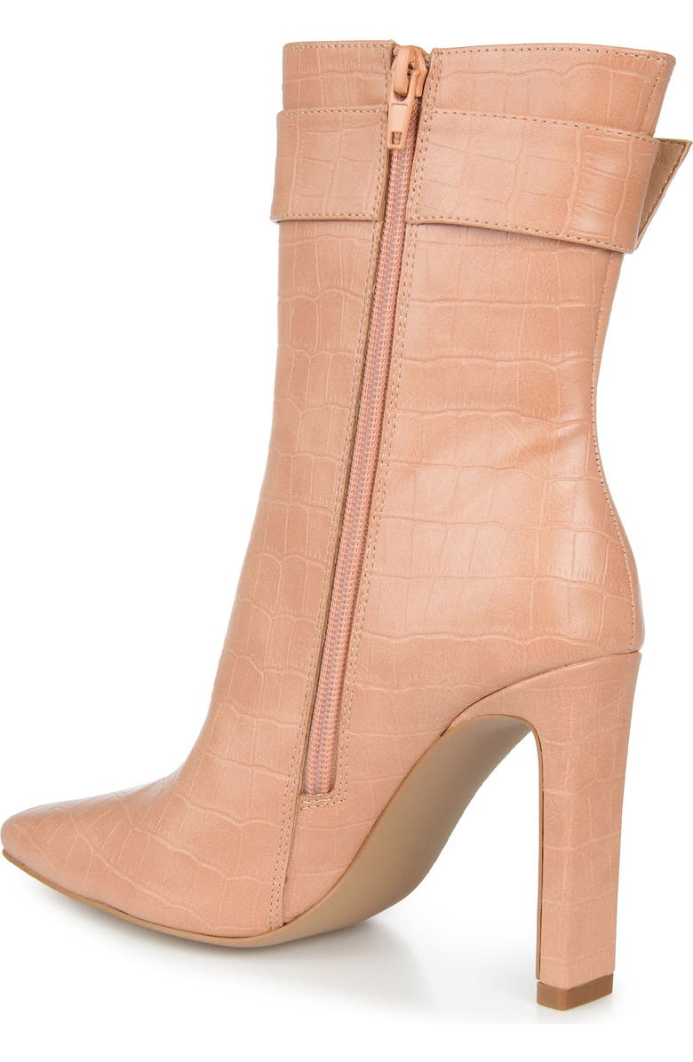 Journee Collection Elaine Croc Embossed Comfort Foam Bootie, Alternate, color, Tan