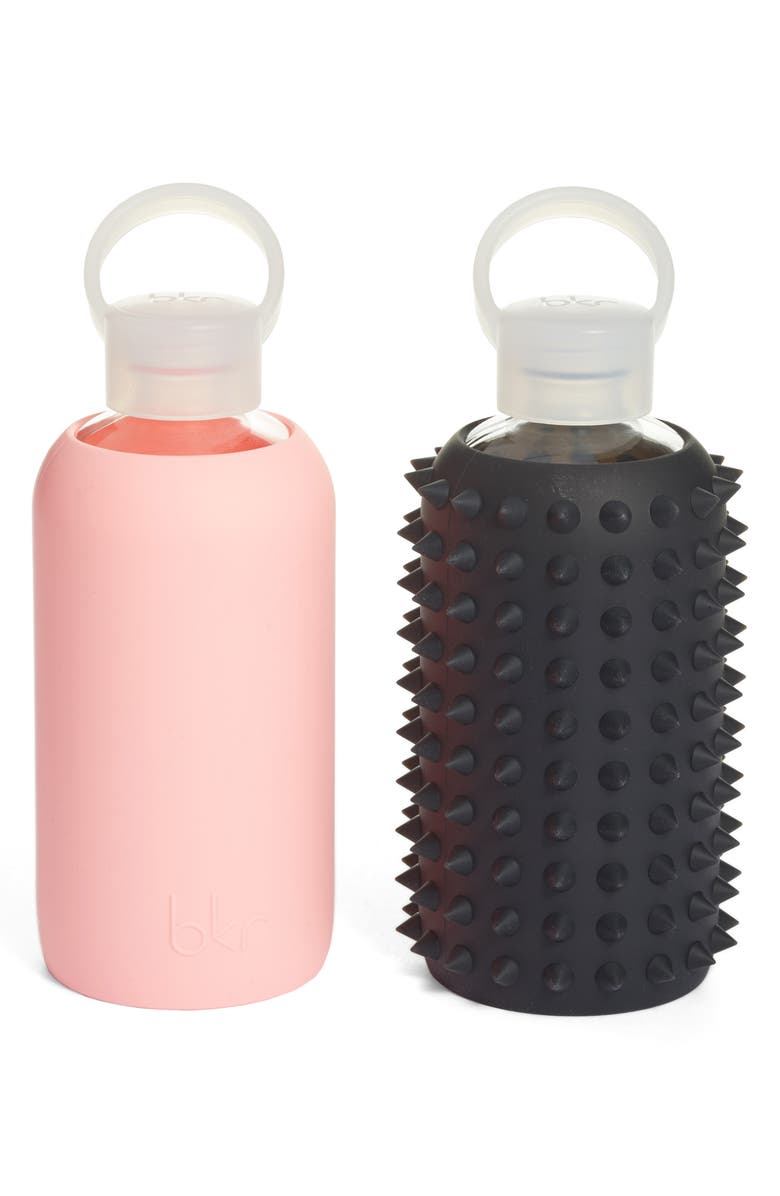 bkr <sup>®</sup> Spike Jet & Elle 16-Ounce Silicone Glass Water Bottle Duo, Main, color, 