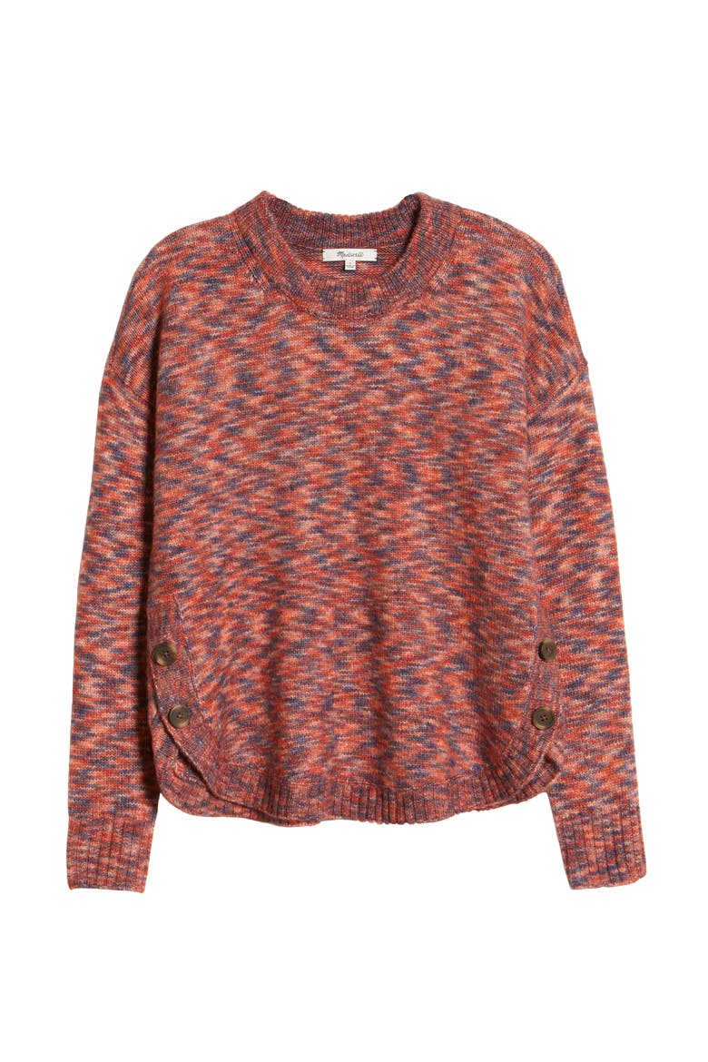 Space Dye Side Button Crewneck Sweater, Alternate, color, SPACEDYE SANGRIA