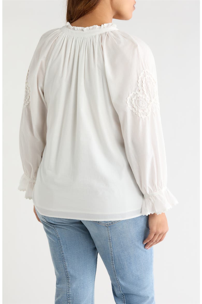 Rickrack Front Button Cotton Top, Alternate, color, BONE