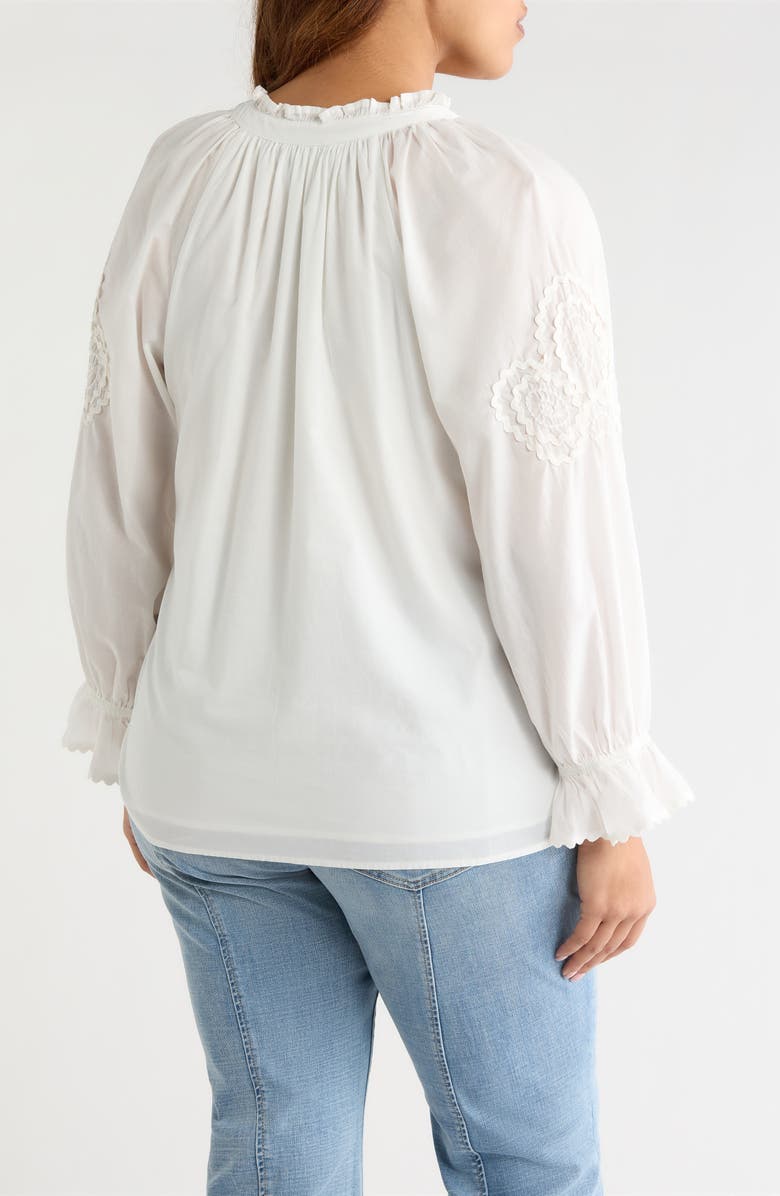 Liverpool Los Angeles Rickrack Front Button Cotton Top, Alternate, color, Bone