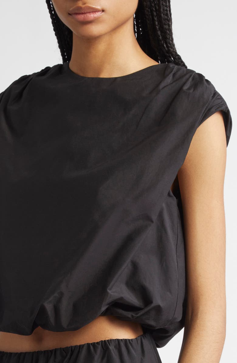 LOULOU DE SAISON Cosma Cotton & Silk Voile Crop Top, Alternate, color, Black