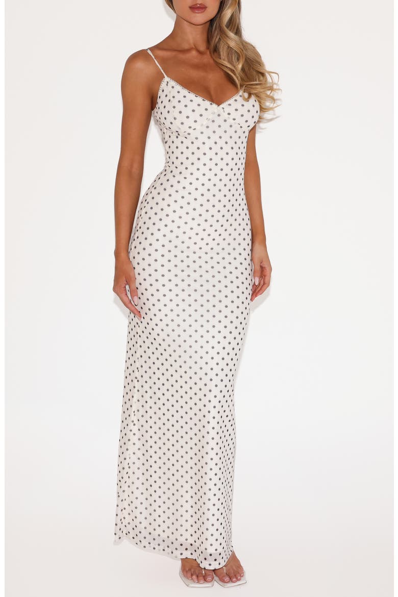 Julianna Printed Maxi Dress, Main, color, CREAM POLKA DOT