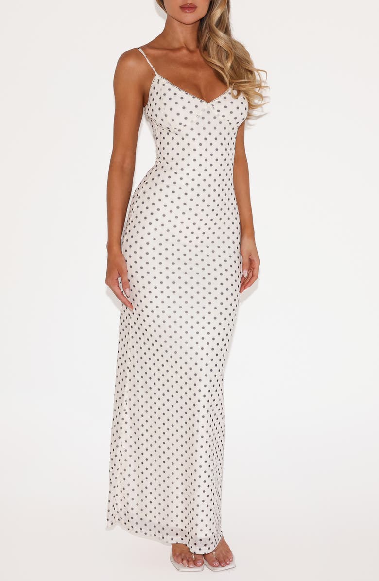 Tiger Mist Julianna Printed Maxi Dress, Main, color, Cream Polka Dot