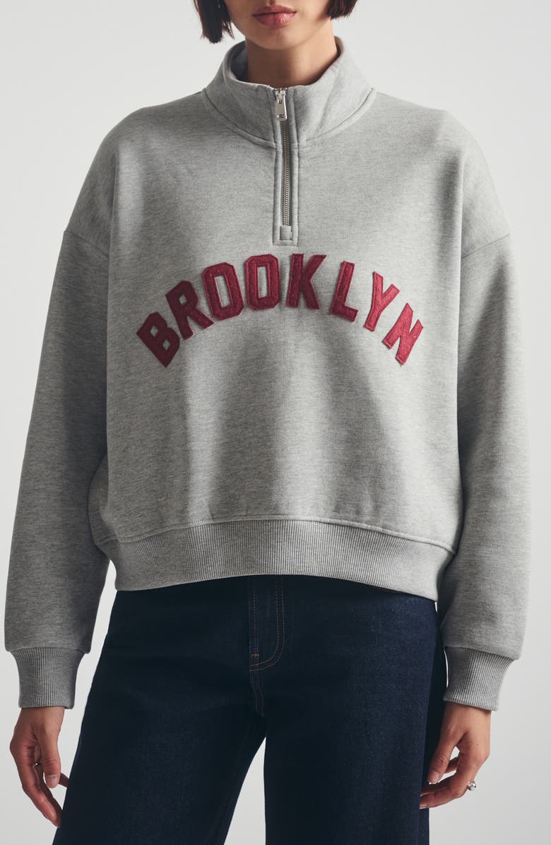 Brooklyn Industries Logo Appliqué Half Zip Sweatshirt, Main, color, Mid Grey Melange