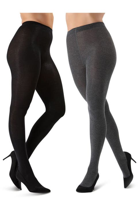 Assorted 2-Pack Flat Knit Tights (Plus)