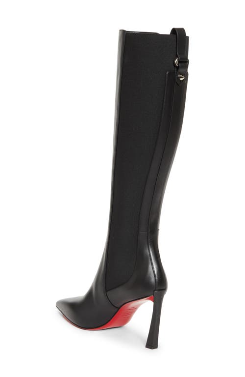 Christian Louboutin Pumppie Botta Red Sole Leather Knee-high Boots In Black