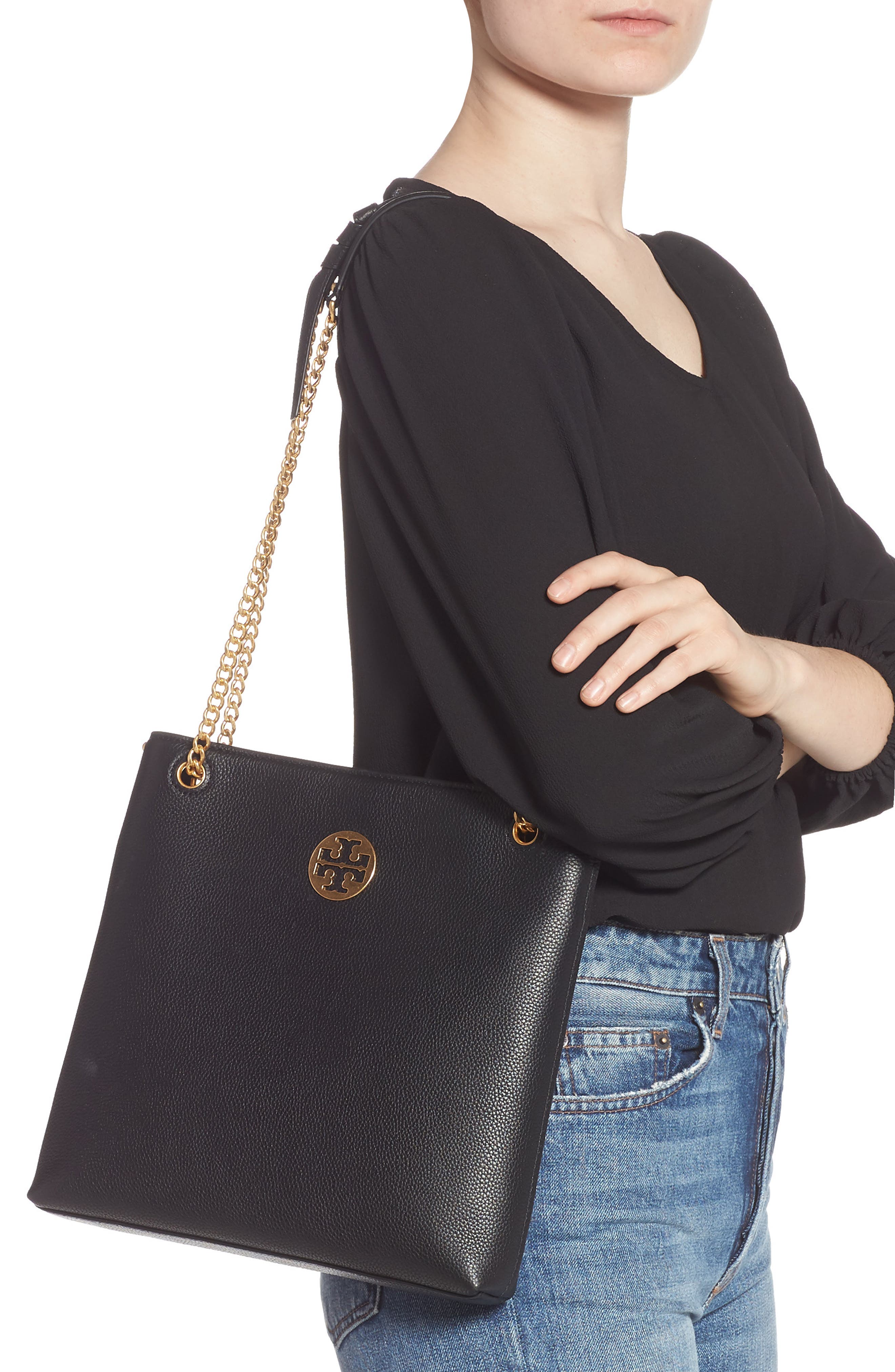 Everly Leather Swingpack, Alternate, color, BLACK