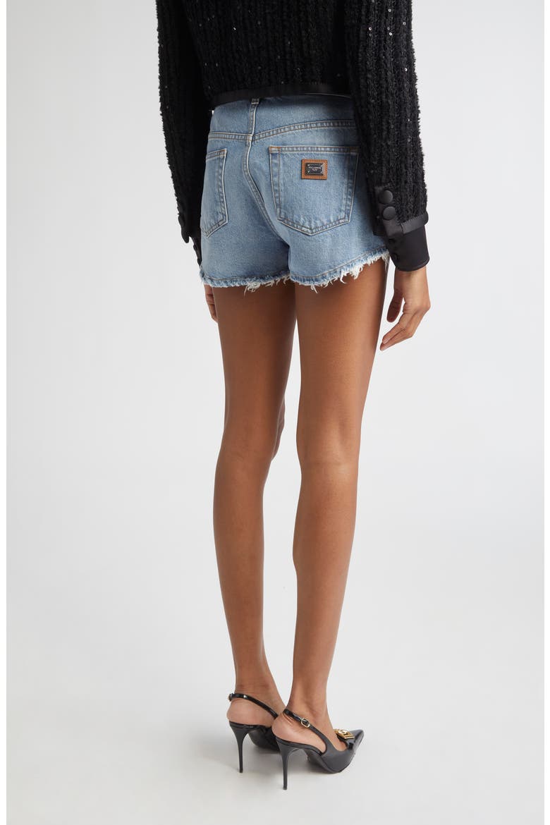 Frayed Hem Denim Shorts, Alternate, color, S9001 BLUE