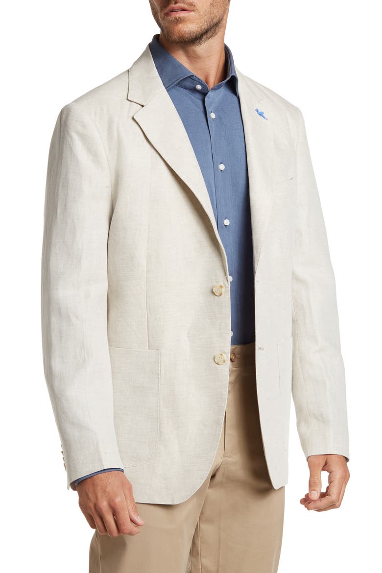 Textured Jacquard Linen Blend Sport Coat, Main, color, STONE