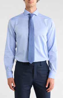 Trim Fit Solid Textured Dress Shirt