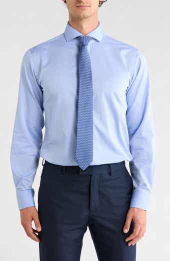 Trim Fit Solid Textured Dress Shirt