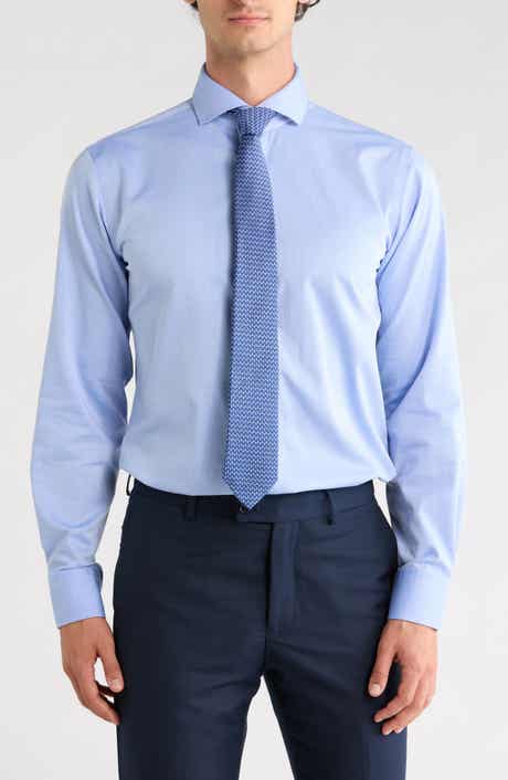 Trim Fit Solid Textured Dress Shirt
