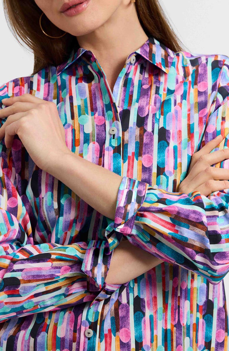 Foxcroft Margie Prism Print Long Sleeve Button-Up Shirt, Alternate, color, Multi Purple