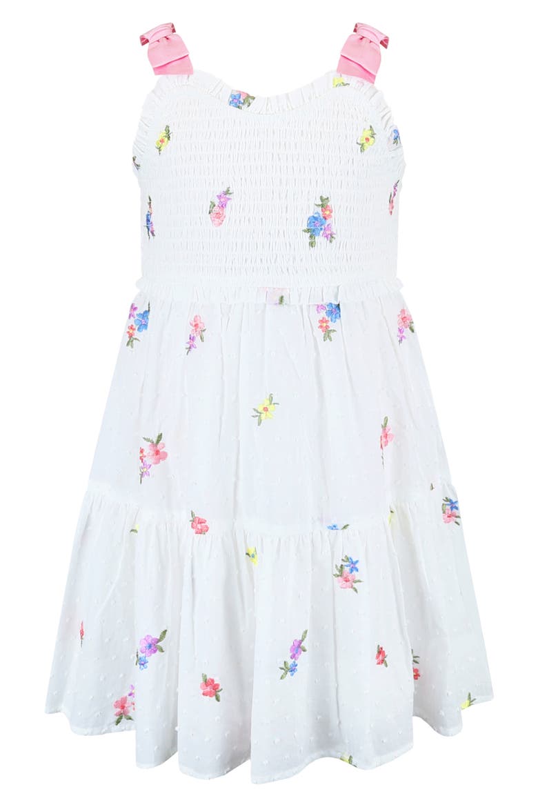 Floral Embroidered Smock Sundress, Main, color, IVORY