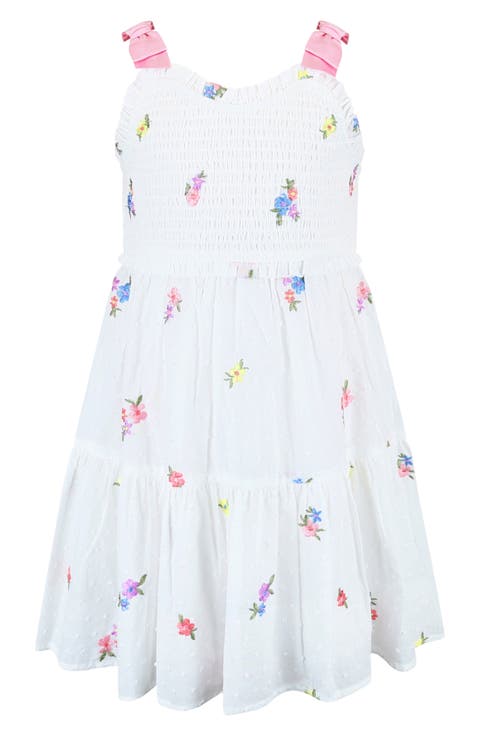Floral Embroidered Smock Sundress