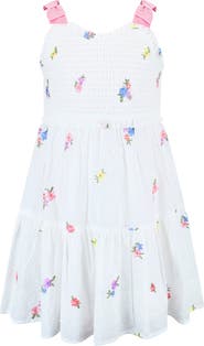 Zunie Floral Embroidered Smock Sundress