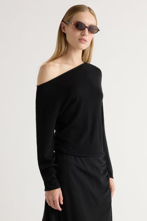 Modern Citizen Hachi Tencel Wool Off Shoulder Sweater In Black