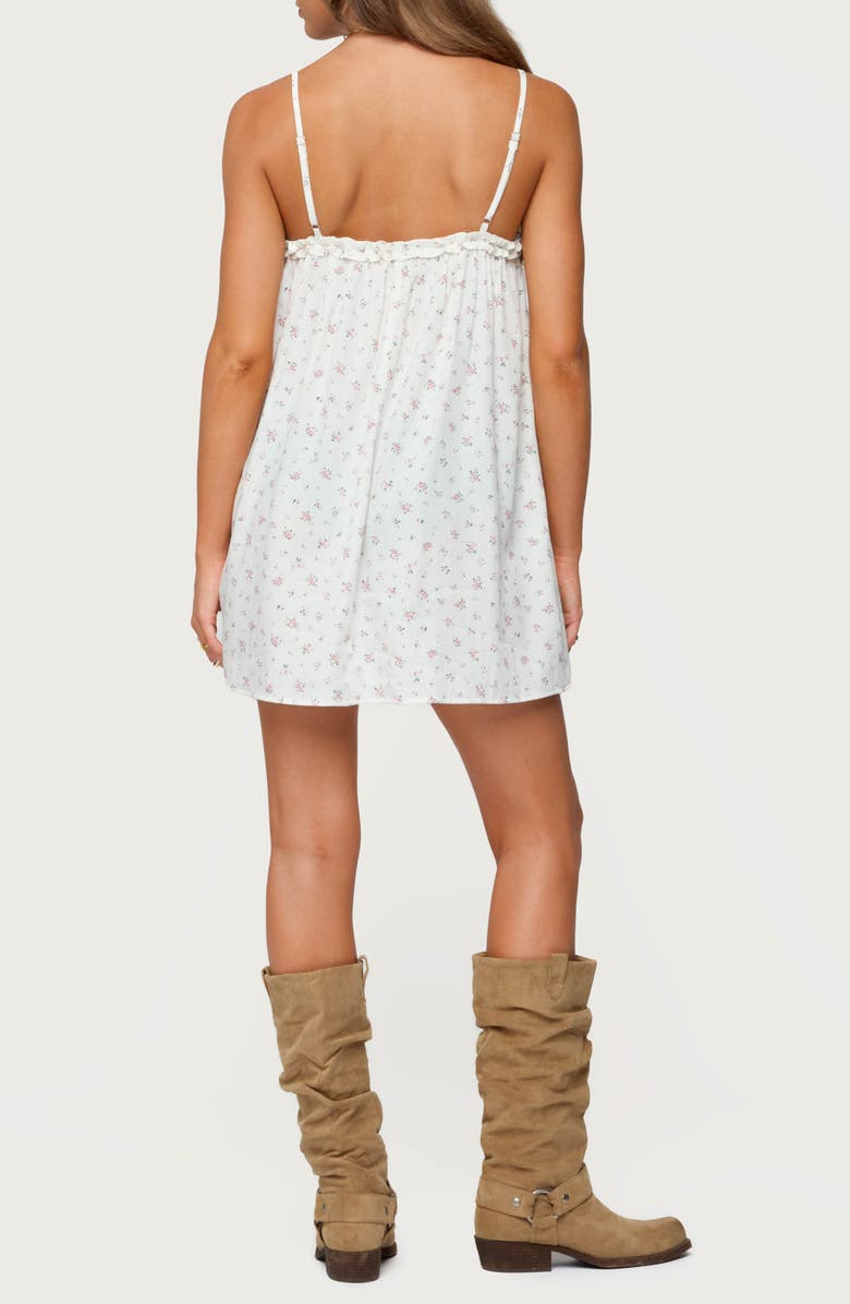 EDIKTED Patti Floral Print Minidress, Alternate, color, Cream